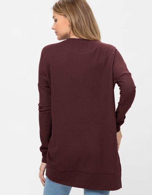 Load image into Gallery viewer, Long Sleeve Waffle Knit Sweater Round Neck Solid Color Pullover Dress
