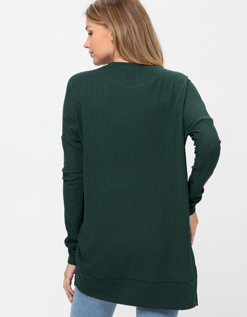 Load image into Gallery viewer, Long Sleeve Waffle Knit Sweater Round Neck Solid Color Pullover Dress
