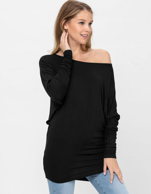 Load image into Gallery viewer, Flowy Comfort Draped Long Sleeve Batwing Dolman Top S-XL Plus Size
