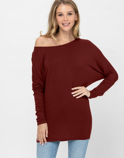 Load image into Gallery viewer, Flowy Comfort Draped Long Sleeve Batwing Dolman Top S-XL Plus Size
