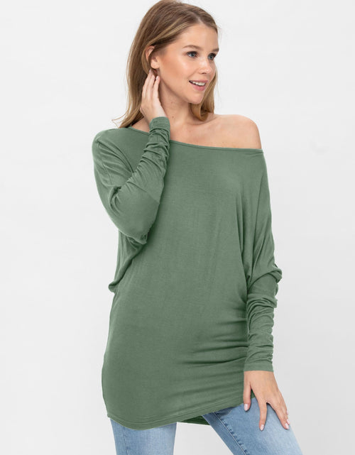 Load image into Gallery viewer, Flowy Comfort Draped Long Sleeve Batwing Dolman Top S-XL Plus Size
