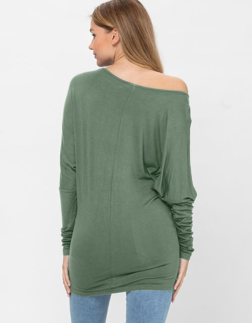 Load image into Gallery viewer, Flowy Comfort Draped Long Sleeve Batwing Dolman Top S-XL Plus Size
