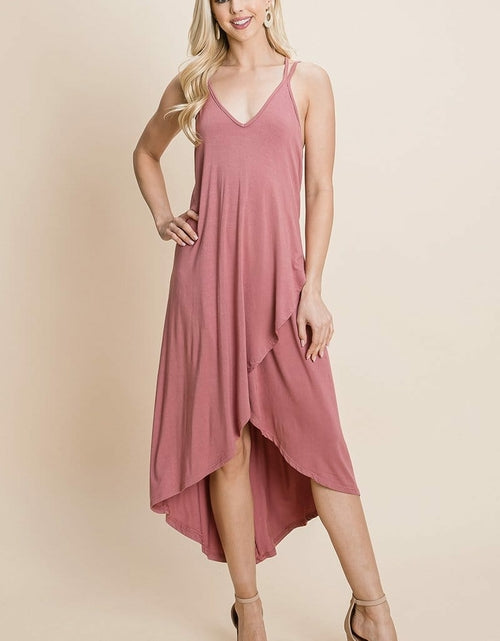 Load image into Gallery viewer, Deep V Cami High Low Hem Crisscrossing Straps Casual Dress
