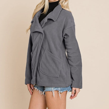 Fleece Jacket Lapel Lightweight Warm Sherpa