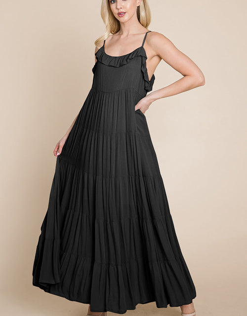 Load image into Gallery viewer, Tiered Tie Strap Cami Maxi Dress
