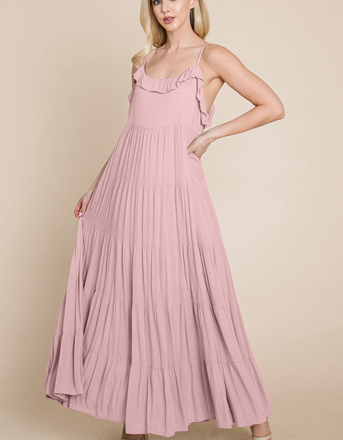 Load image into Gallery viewer, Tiered Tie Strap Cami Maxi Dress
