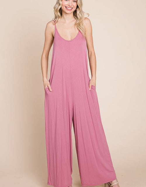 Load image into Gallery viewer, Sleeveless Wide Leg Pocketed Jumpsuit
