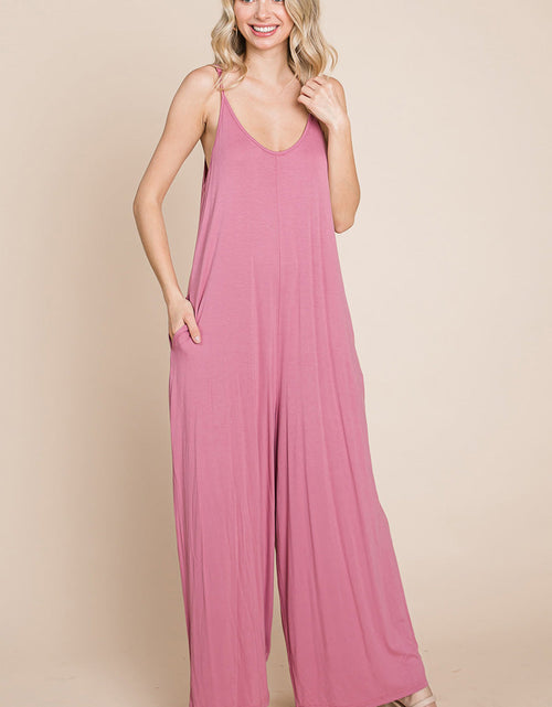 Load image into Gallery viewer, Sleeveless Wide Leg Pocketed Jumpsuit
