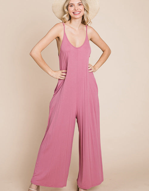 Load image into Gallery viewer, Sleeveless Wide Leg Pocketed Jumpsuit
