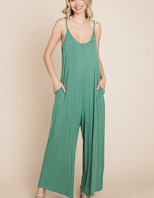 Load image into Gallery viewer, Sleeveless Wide Leg Pocketed Jumpsuit
