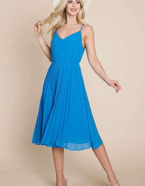 Load image into Gallery viewer, V Neck Pleated Midi Sundress
