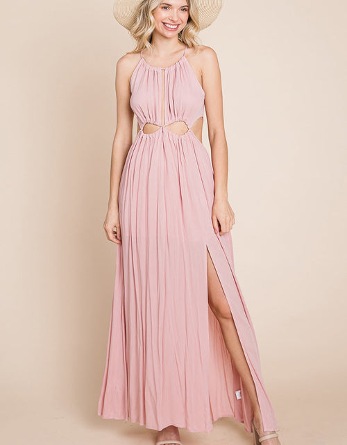 Load image into Gallery viewer, Split Front Cut Out Halter Maxi Dress
