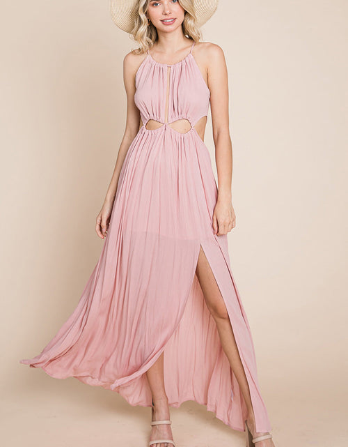 Load image into Gallery viewer, Split Front Cut Out Halter Maxi Dress
