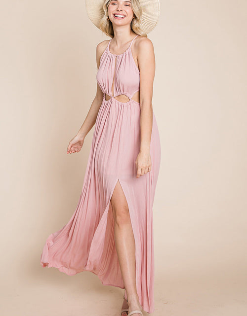 Load image into Gallery viewer, Split Front Cut Out Halter Maxi Dress
