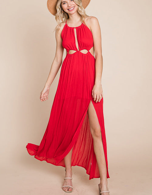 Load image into Gallery viewer, Split Front Cut Out Halter Maxi Dress
