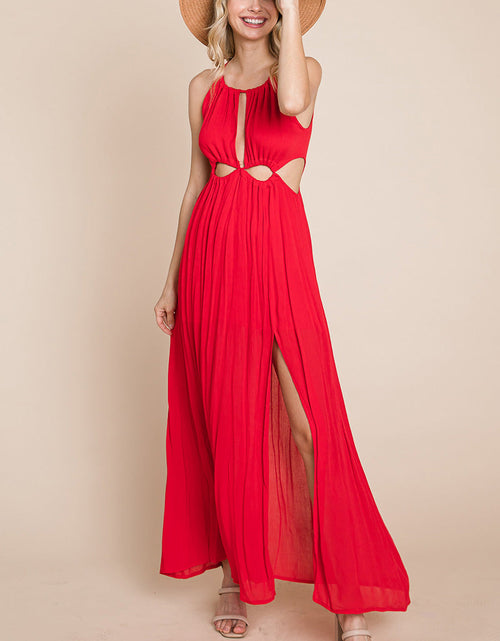 Load image into Gallery viewer, Split Front Cut Out Halter Maxi Dress
