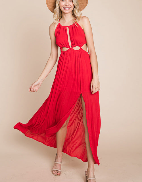 Load image into Gallery viewer, Split Front Cut Out Halter Maxi Dress
