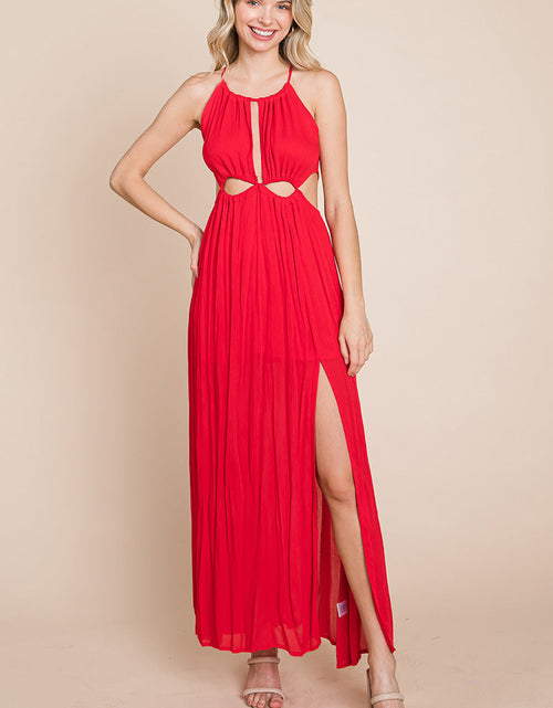 Load image into Gallery viewer, Split Front Cut Out Halter Maxi Dress
