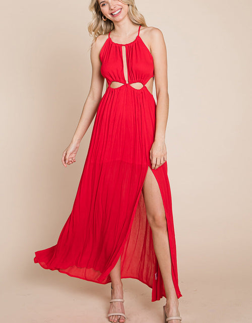 Load image into Gallery viewer, Split Front Cut Out Halter Maxi Dress
