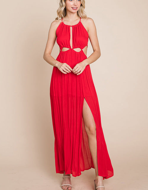 Load image into Gallery viewer, Split Front Cut Out Halter Maxi Dress
