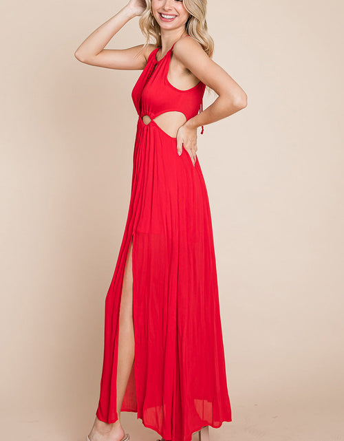 Load image into Gallery viewer, Split Front Cut Out Halter Maxi Dress
