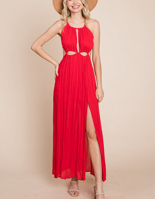 Load image into Gallery viewer, Split Front Cut Out Halter Maxi Dress
