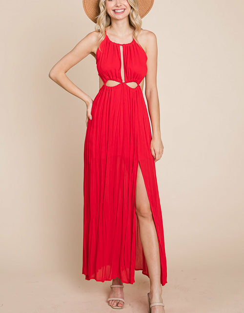 Load image into Gallery viewer, Split Front Cut Out Halter Maxi Dress
