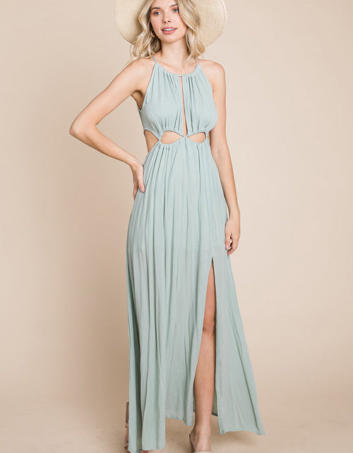 Load image into Gallery viewer, Split Front Cut Out Halter Maxi Dress
