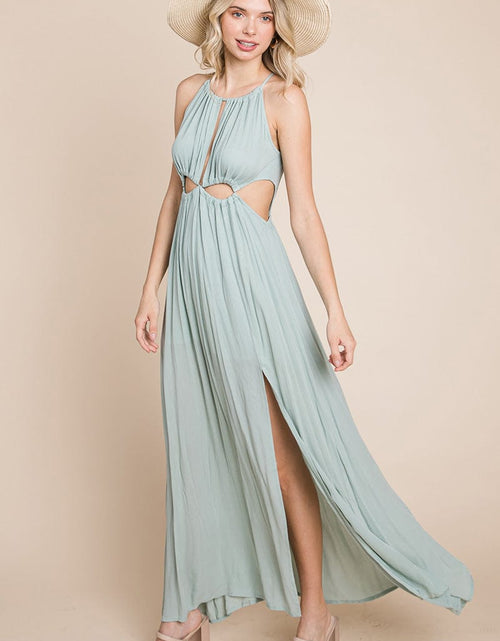 Load image into Gallery viewer, Split Front Cut Out Halter Maxi Dress
