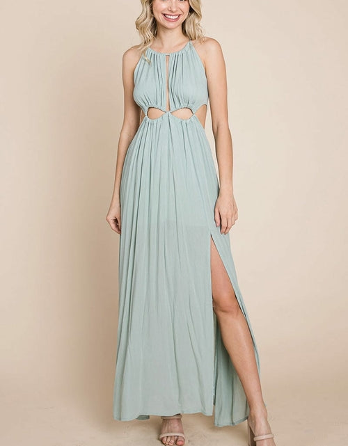 Load image into Gallery viewer, Split Front Cut Out Halter Maxi Dress
