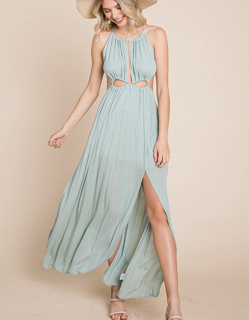 Load image into Gallery viewer, Split Front Cut Out Halter Maxi Dress
