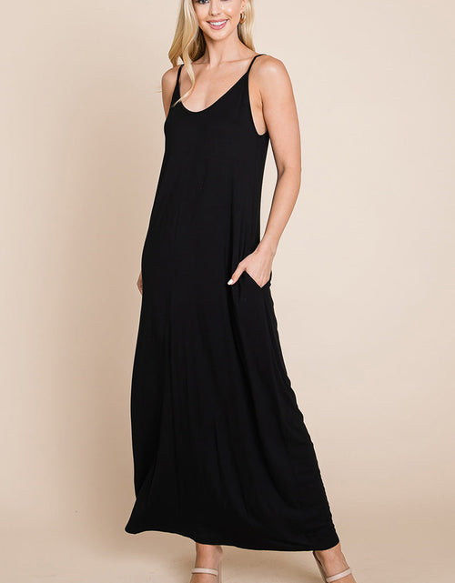 Load image into Gallery viewer, Light Cami Strap Pocketed Jersey Maxi Dress
