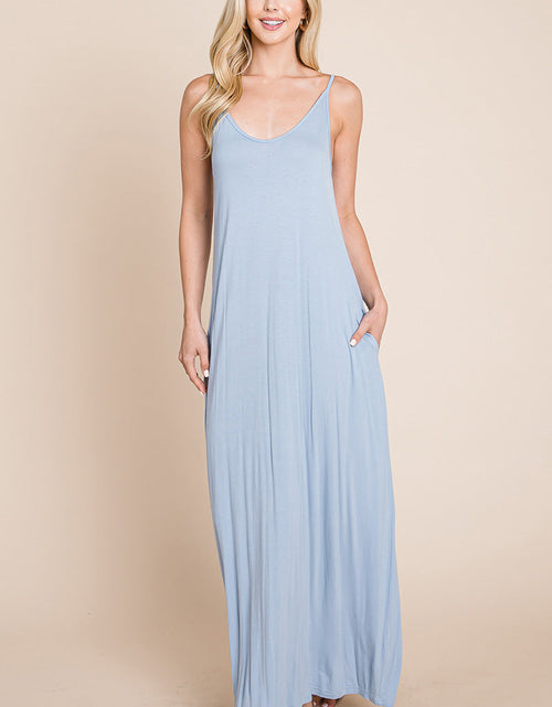 Load image into Gallery viewer, Light Cami Strap Pocketed Jersey Maxi Dress
