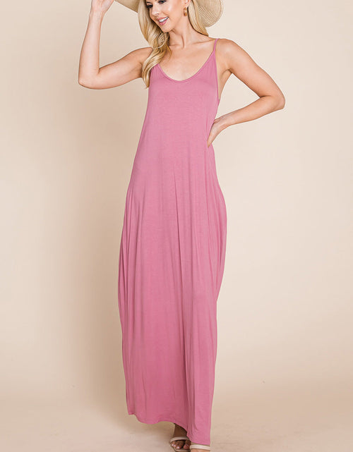 Load image into Gallery viewer, Light Cami Strap Pocketed Jersey Maxi Dress
