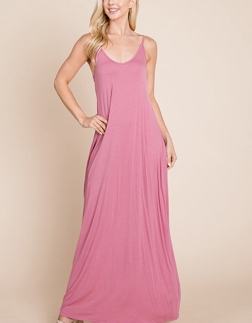 Load image into Gallery viewer, Light Cami Strap Pocketed Jersey Maxi Dress
