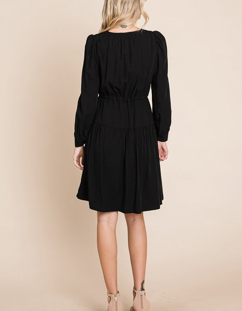 Load image into Gallery viewer, Long Sleeve Tiered Waist String Ruched Dress
