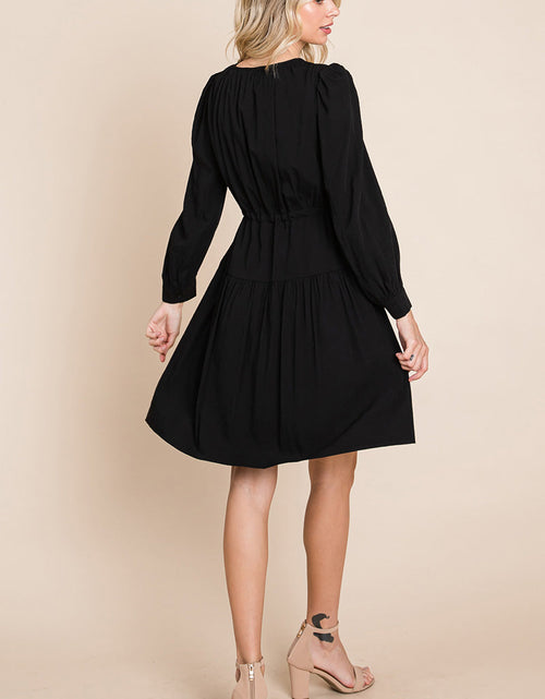 Load image into Gallery viewer, Long Sleeve Tiered Waist String Ruched Dress
