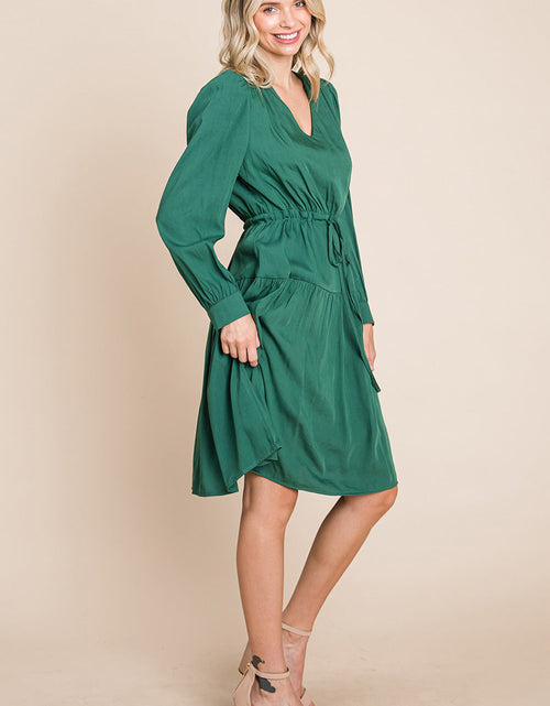 Load image into Gallery viewer, Long Sleeve Tiered Waist String Ruched Dress
