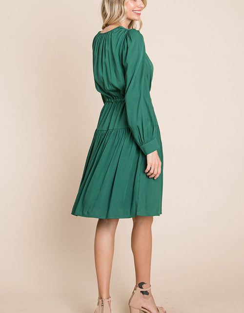 Load image into Gallery viewer, Long Sleeve Tiered Waist String Ruched Dress
