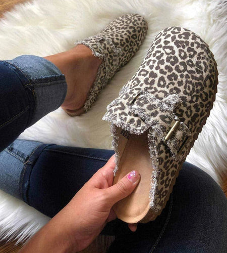 Flat Heel Round Toe Canvas Loafer Women's Vintage Clogs