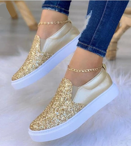 Moccasins Crystal Flat Female Loafers Shoes Gold/Black/Rose Gold