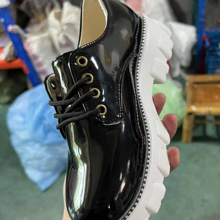 Thick Heel Increased Flat Platform Oxford Women Shoes Red/Black/Pink