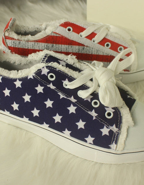 Load image into Gallery viewer, Star Striped Lace Up Sneakers Round Toe Casual Shoes
