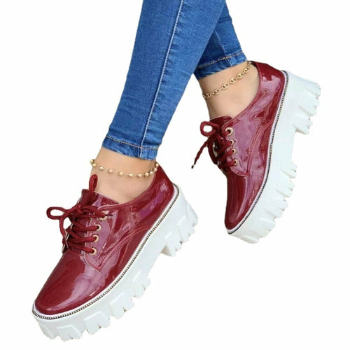 Load image into Gallery viewer, Thick Heel Increased Flat Platform Oxford Women Shoes Red/Black/Pink
