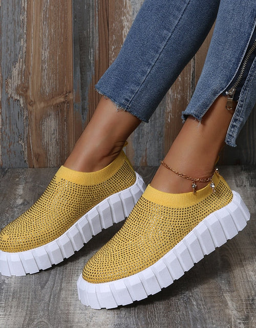 Load image into Gallery viewer, 2022 Bling Bling Female Mesh Platform Vulcanized Shoes
