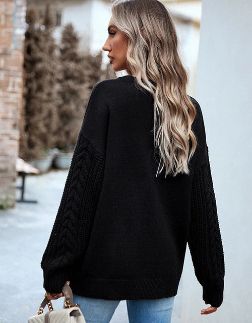 Load image into Gallery viewer, O Neck Long Sleeve Solid Color Knitted Tops For Ladies Fashion Causal
