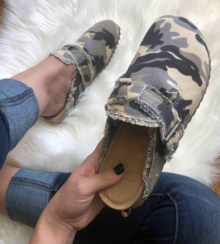 Flat Heel Round Toe Canvas Loafer Women's Vintage Clogs