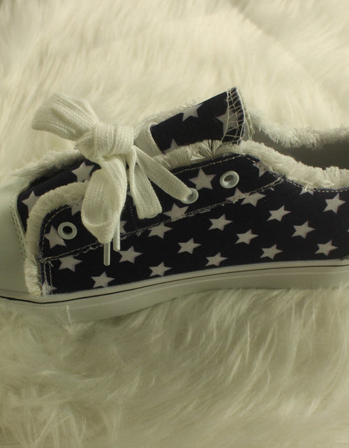 Load image into Gallery viewer, Star Striped Lace Up Sneakers Round Toe Casual Shoes
