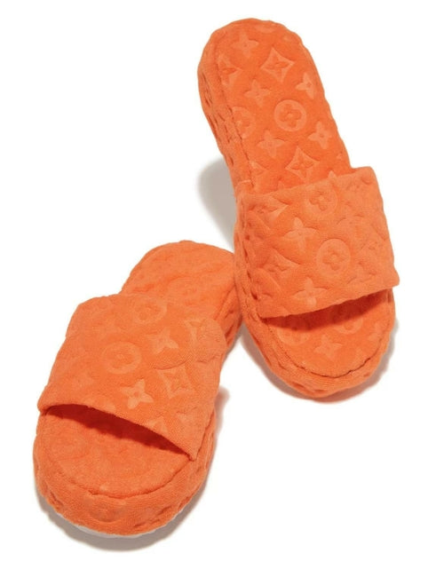 Load image into Gallery viewer, Flower Slides Fur Slippers for Women Orange/Pink/Green/Black
