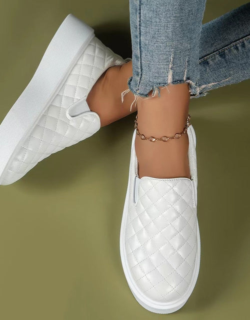 Load image into Gallery viewer, Slip-on Flats Loafers Lightweight  Casual Platform Shoes White/Black
